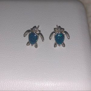 White gold turtle earring studs